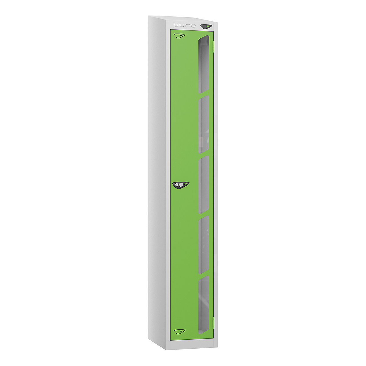 Pure Prime Sloping Top Vision Panel Locker | Pearl Silver Bioshell