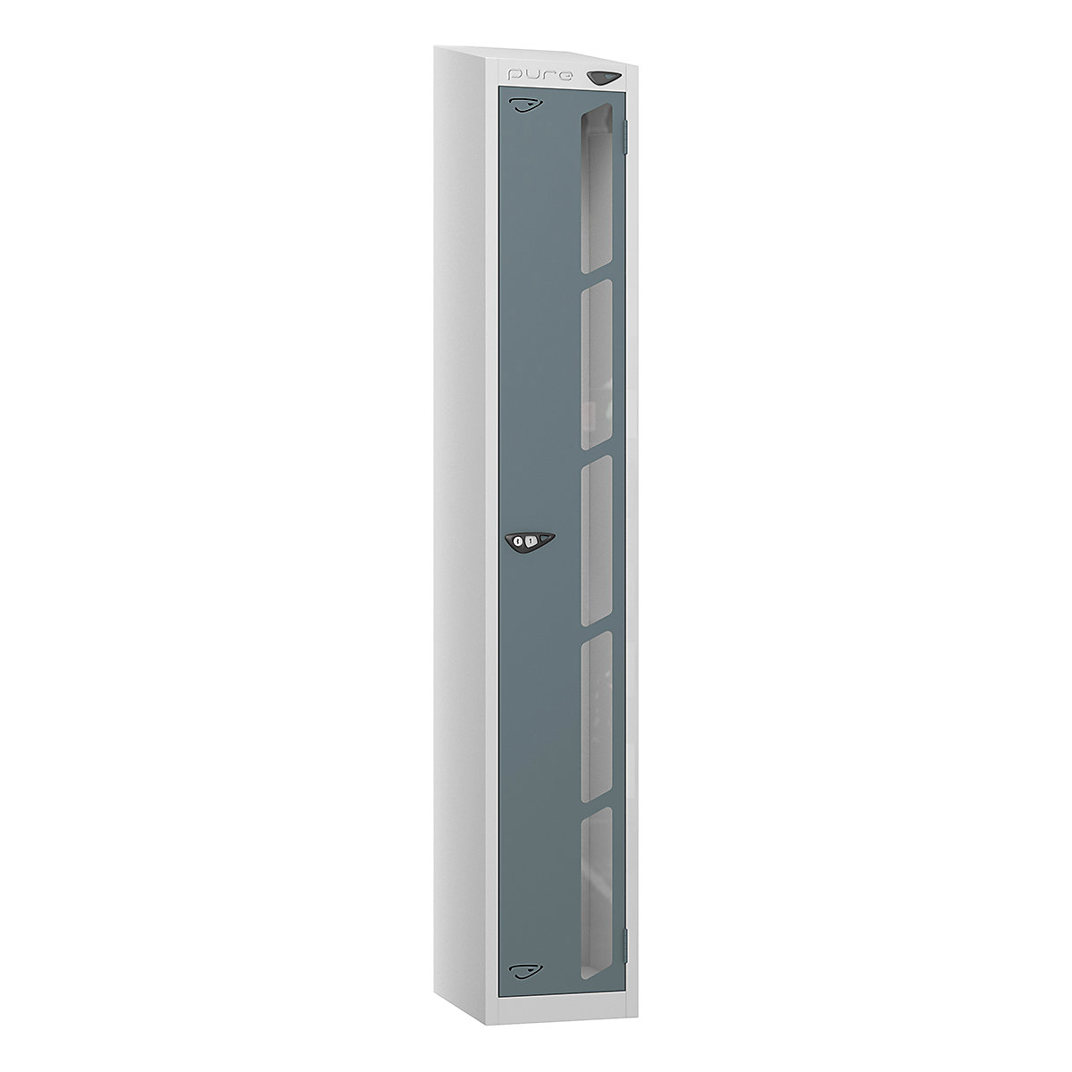 Pure Prime Sloping Top Vision Panel Locker | Pearl Silver Bioshell