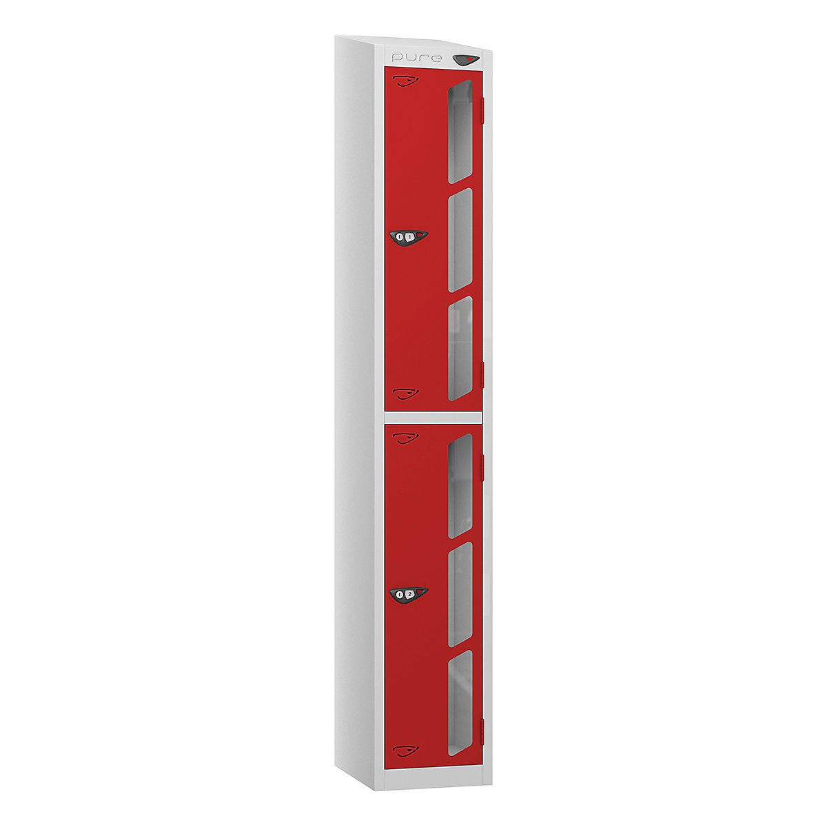 Pure Prime Sloping Top Vision Panel Locker | Pearl Silver Bioshell