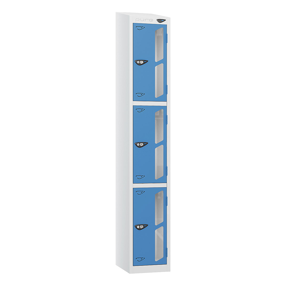 Pure Prime Sloping Top Vision Panel Locker | Pearl Silver Bioshell