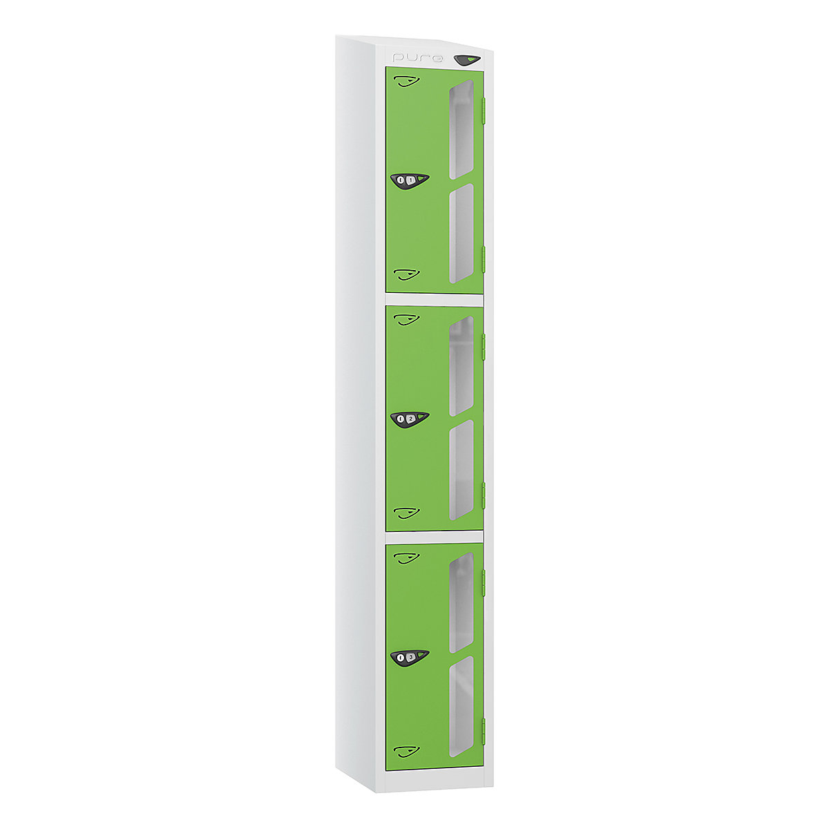 Pure Prime Sloping Top Vision Panel Locker | Pearl Silver Bioshell