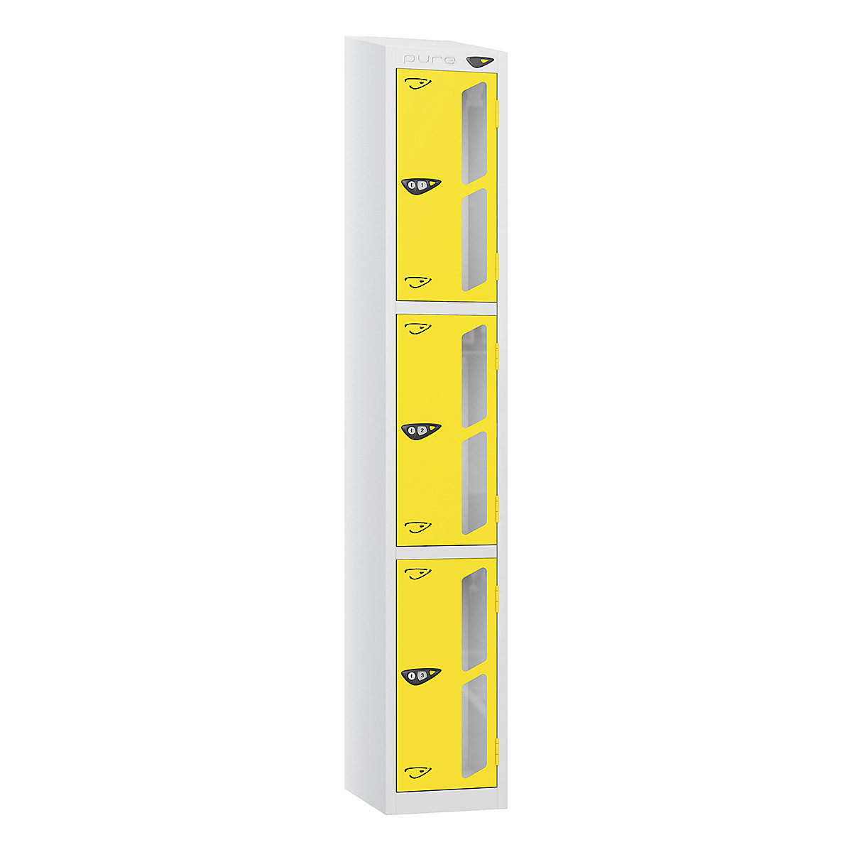 Pure Prime Sloping Top Vision Panel Locker | Pearl Silver Bioshell
