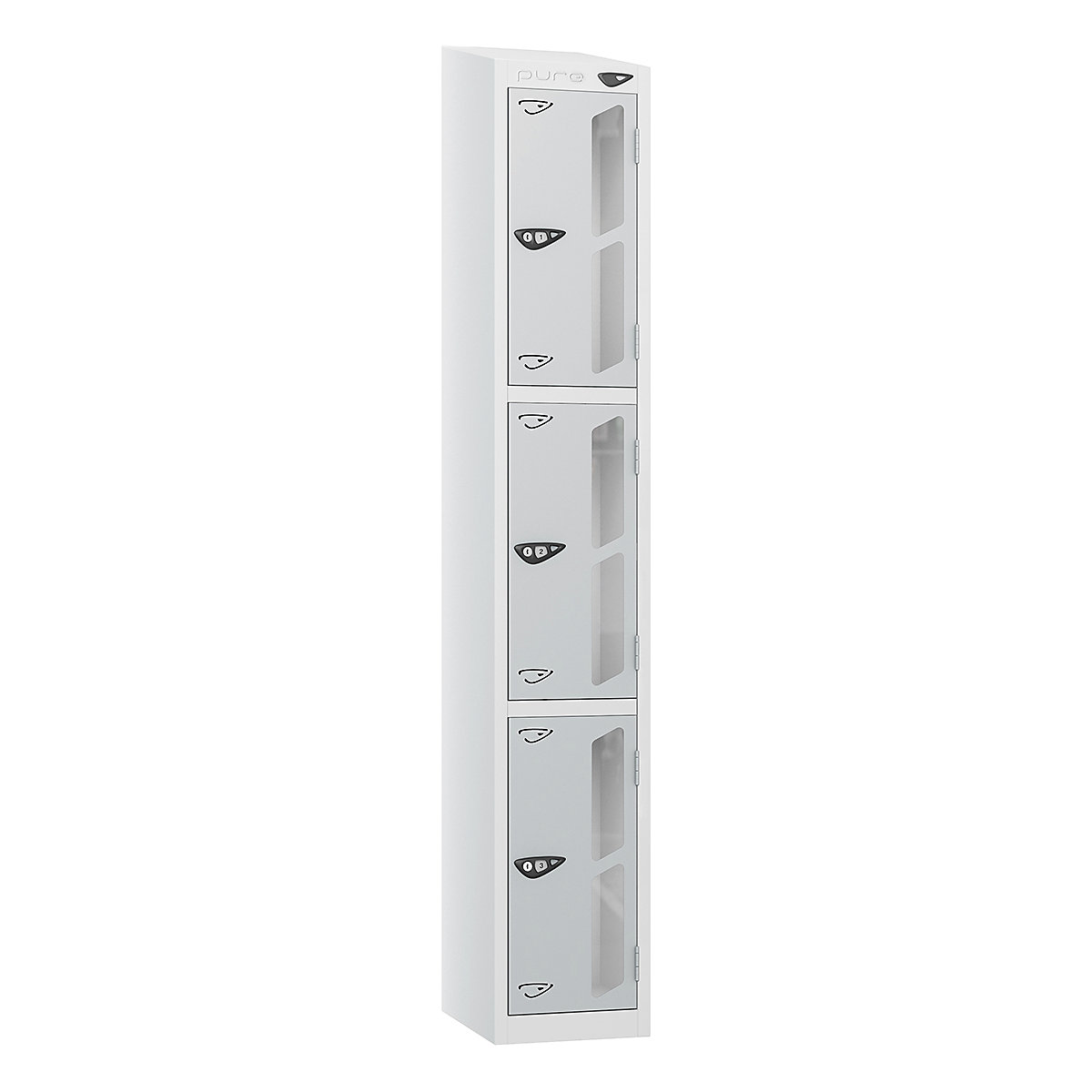 Pure Prime Sloping Top Vision Panel Locker | Pearl Silver Bioshell