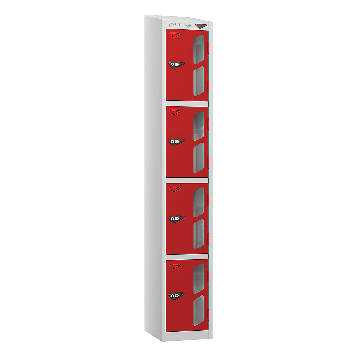 Pure Prime Sloping Top Vision Panel Locker | Pearl Silver Bioshell