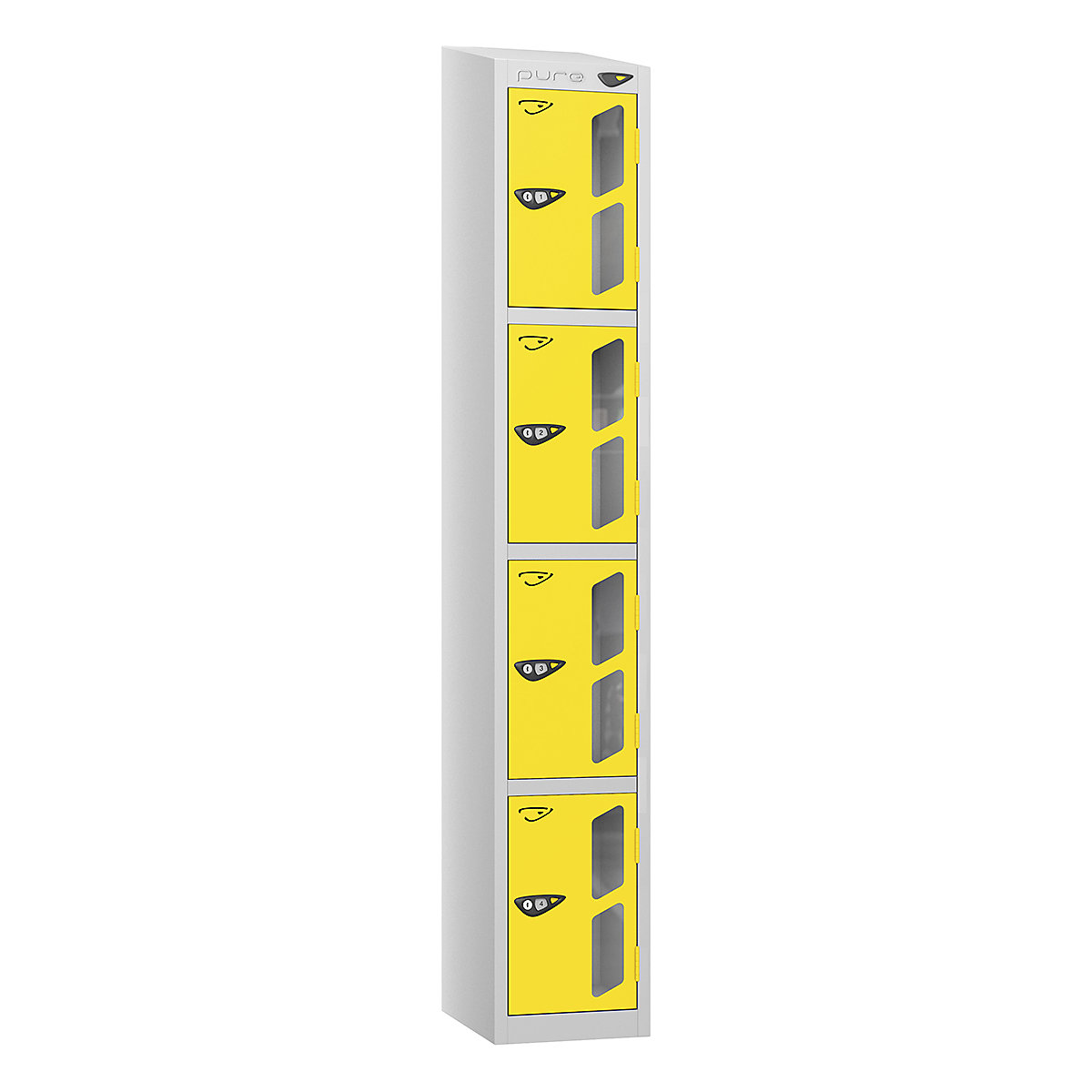 Pure Prime Sloping Top Vision Panel Locker | Pearl Silver Bioshell