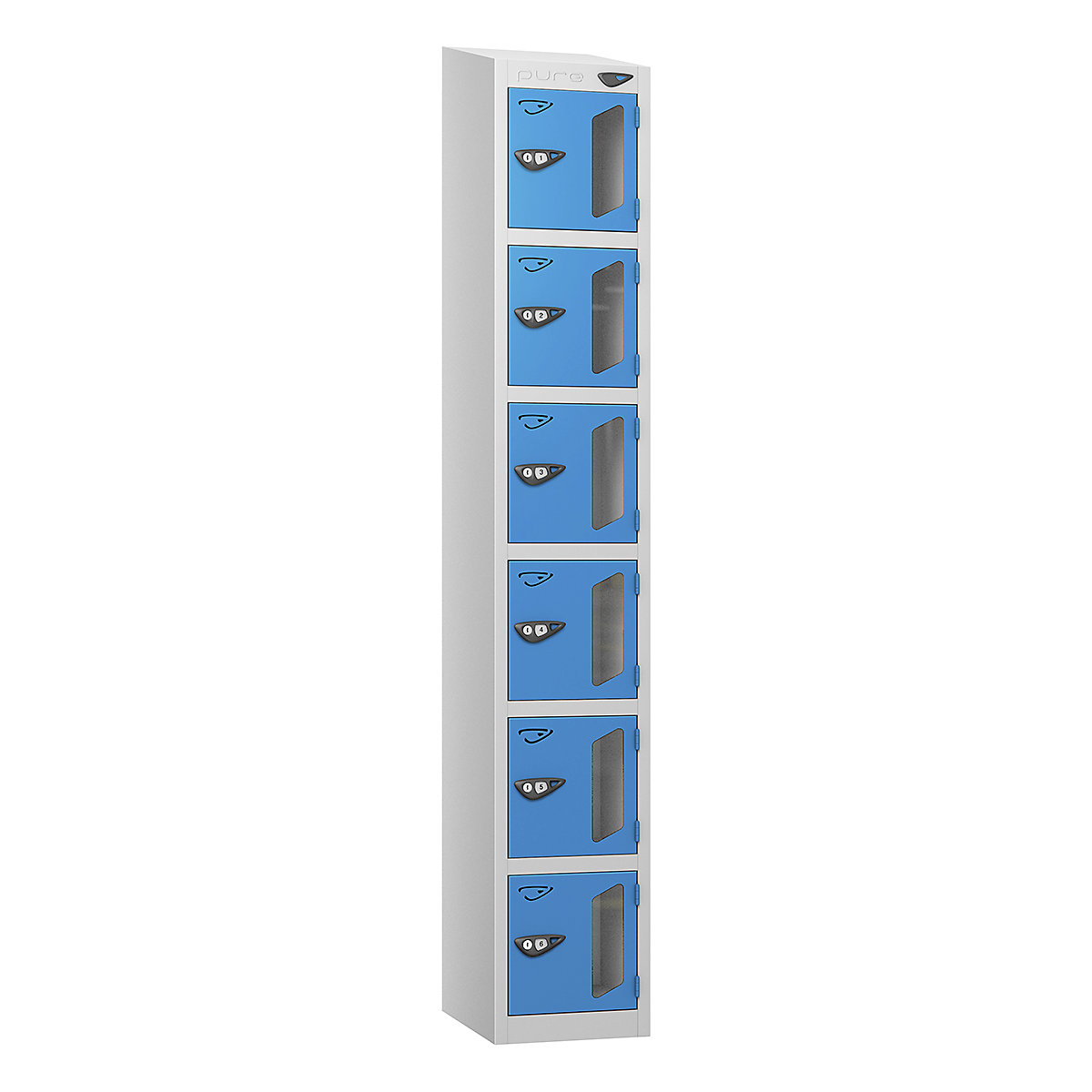 Pure Prime Sloping Top Vision Panel Locker | Pearl Silver Bioshell