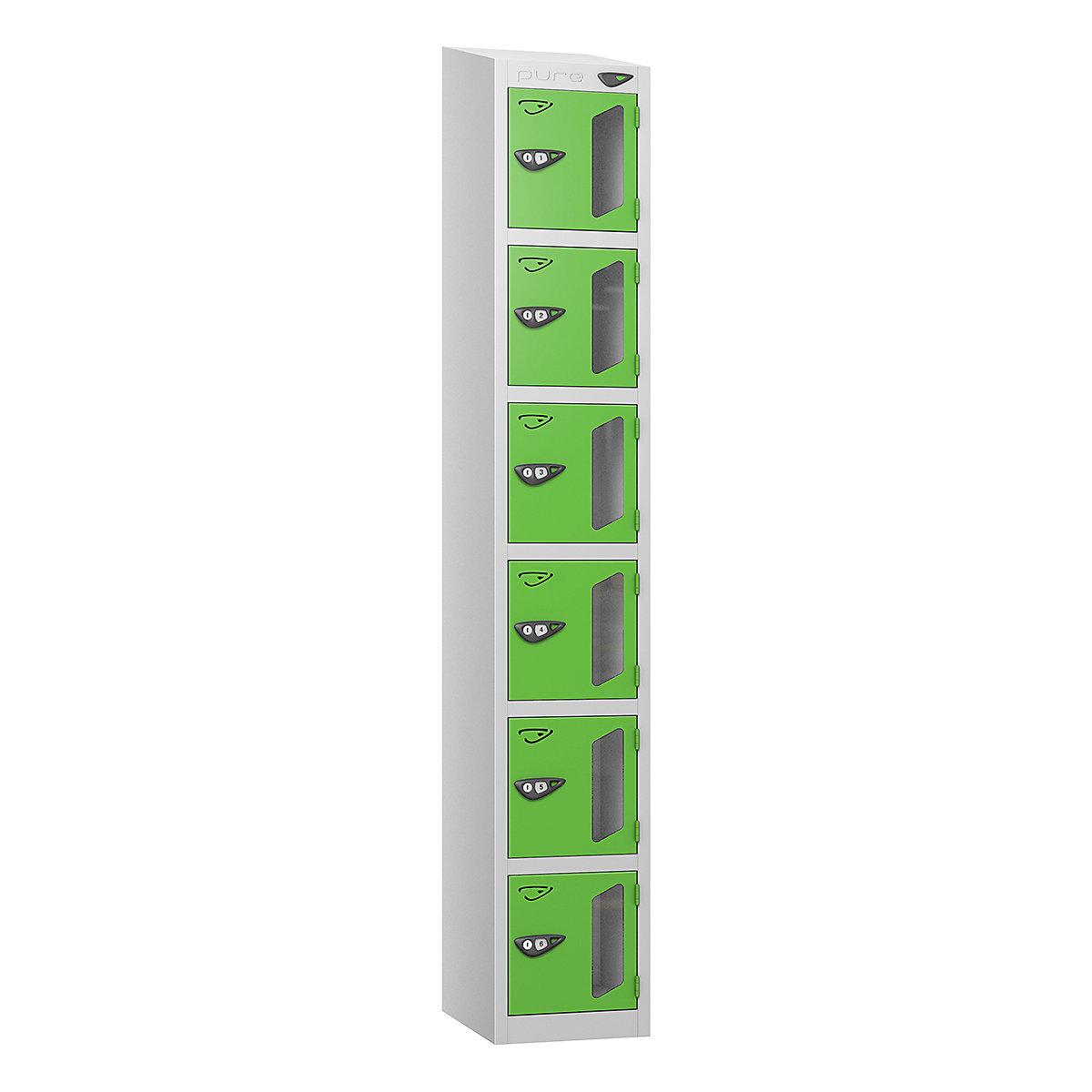 Pure Prime Sloping Top Vision Panel Locker | Pearl Silver Bioshell