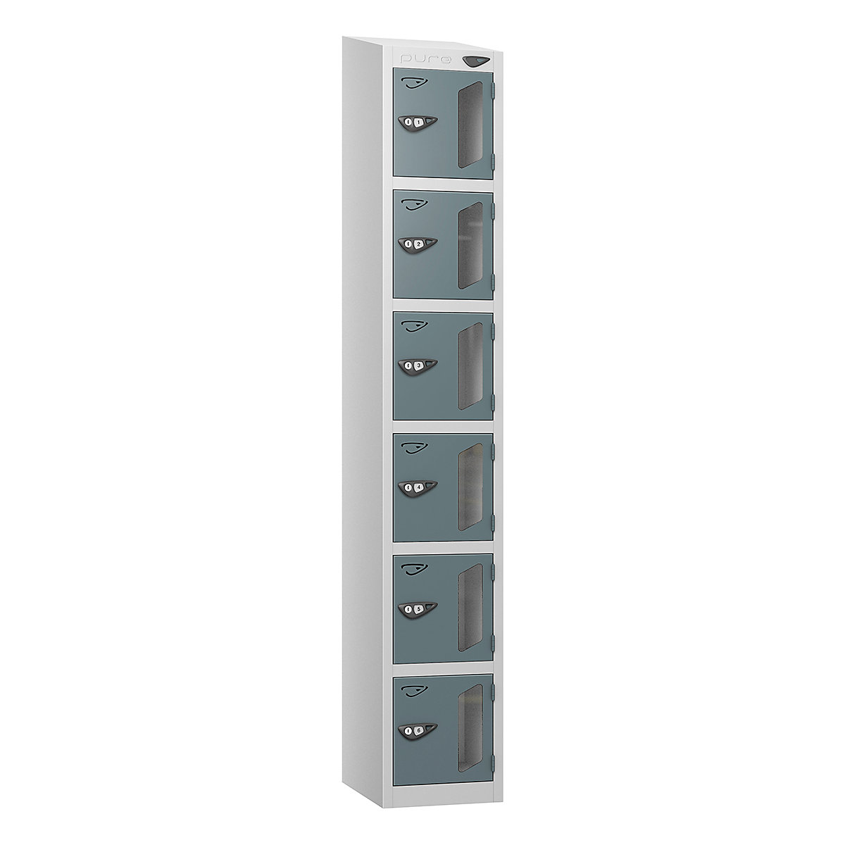 Pure Prime Sloping Top Vision Panel Locker | Pearl Silver Bioshell