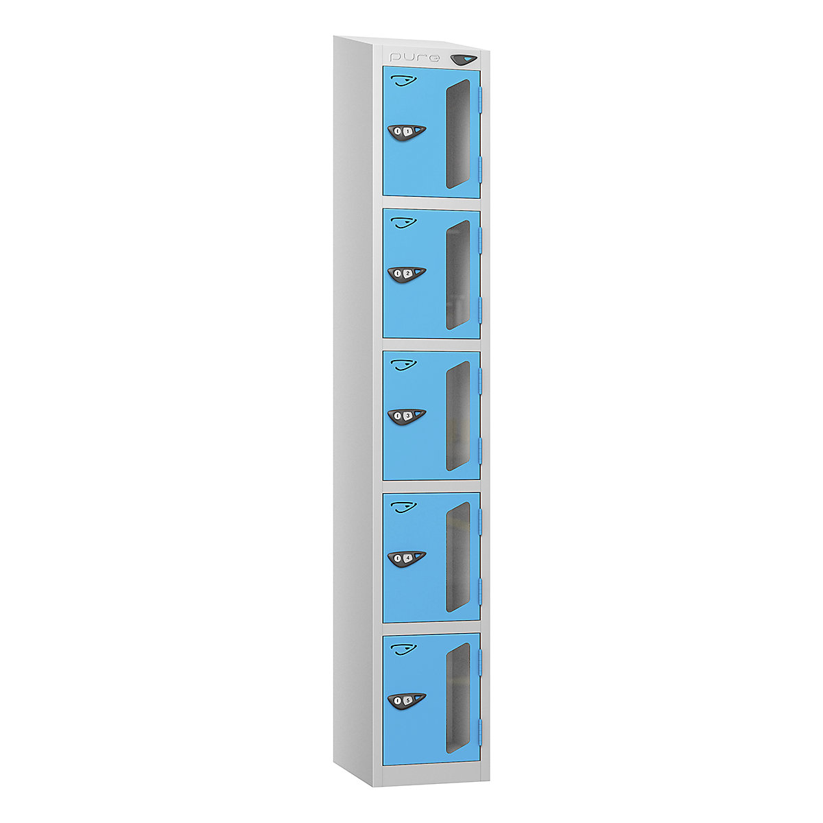 Pure Style Sloping Top Vision Panel Locker | Pearl Silver Bioshell | Carbon Zero Manufactured