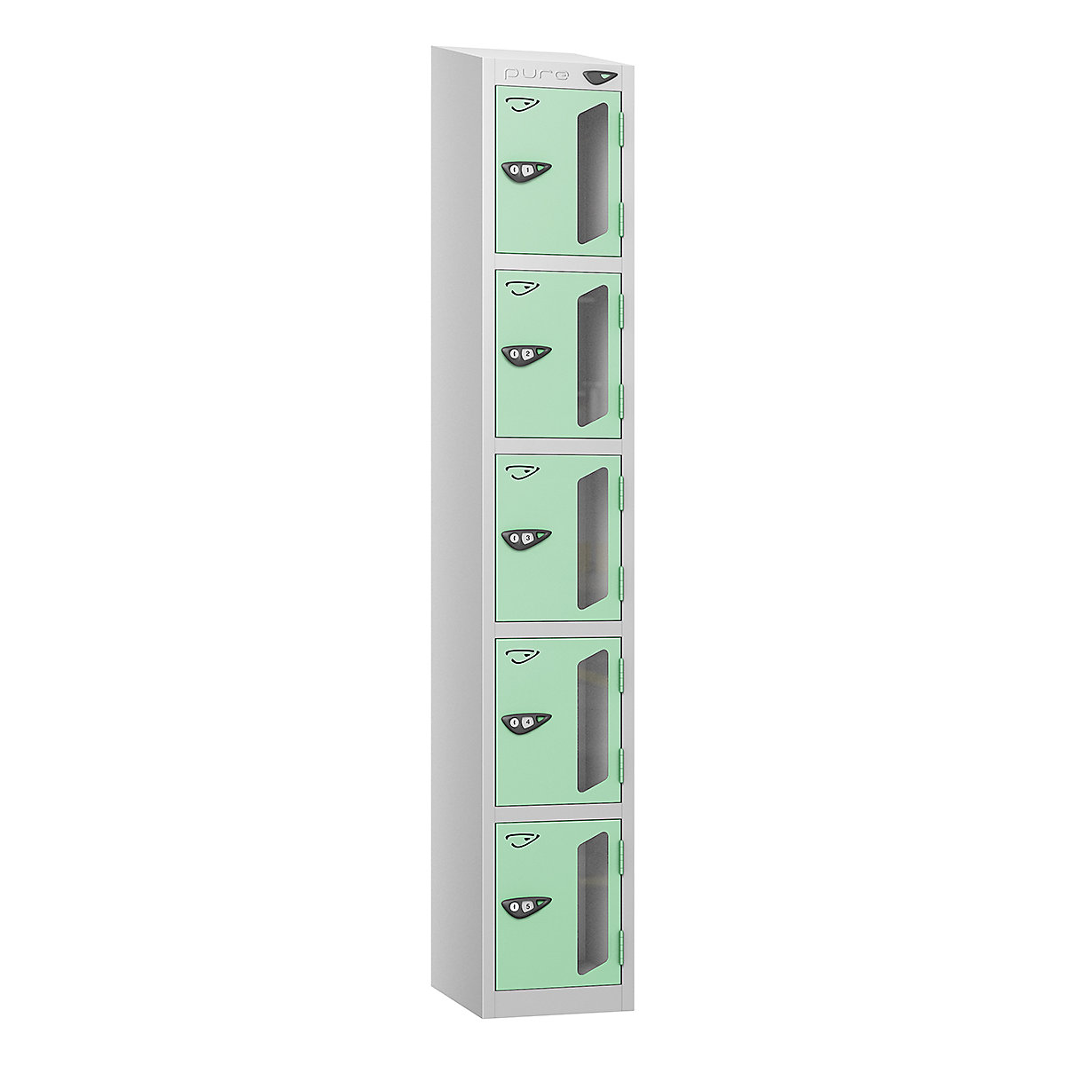 Pure Style Sloping Top Vision Panel Locker | Pearl Silver Bioshell | Carbon Zero Manufactured