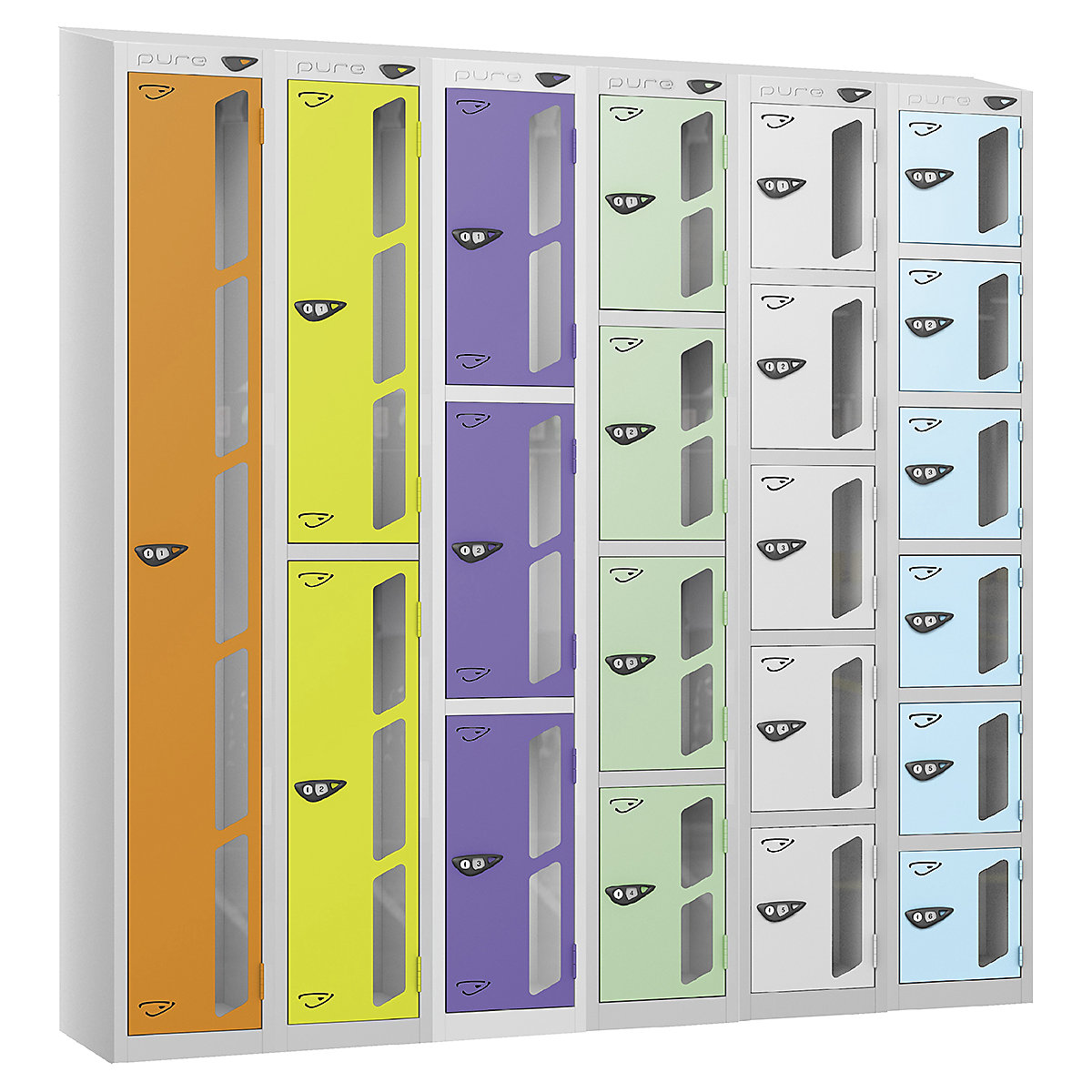Pure Style Sloping Top Vision Panel Locker | Pearl Silver Bioshell