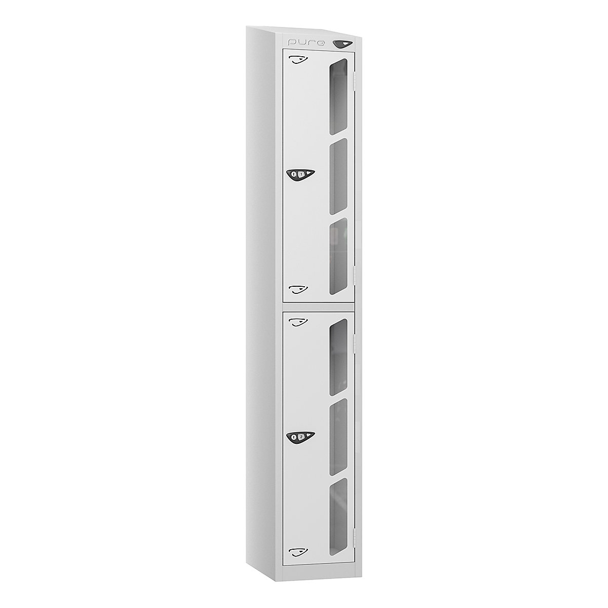 Pure Style Sloping Top Vision Panel Locker | Pearl Silver Bioshell