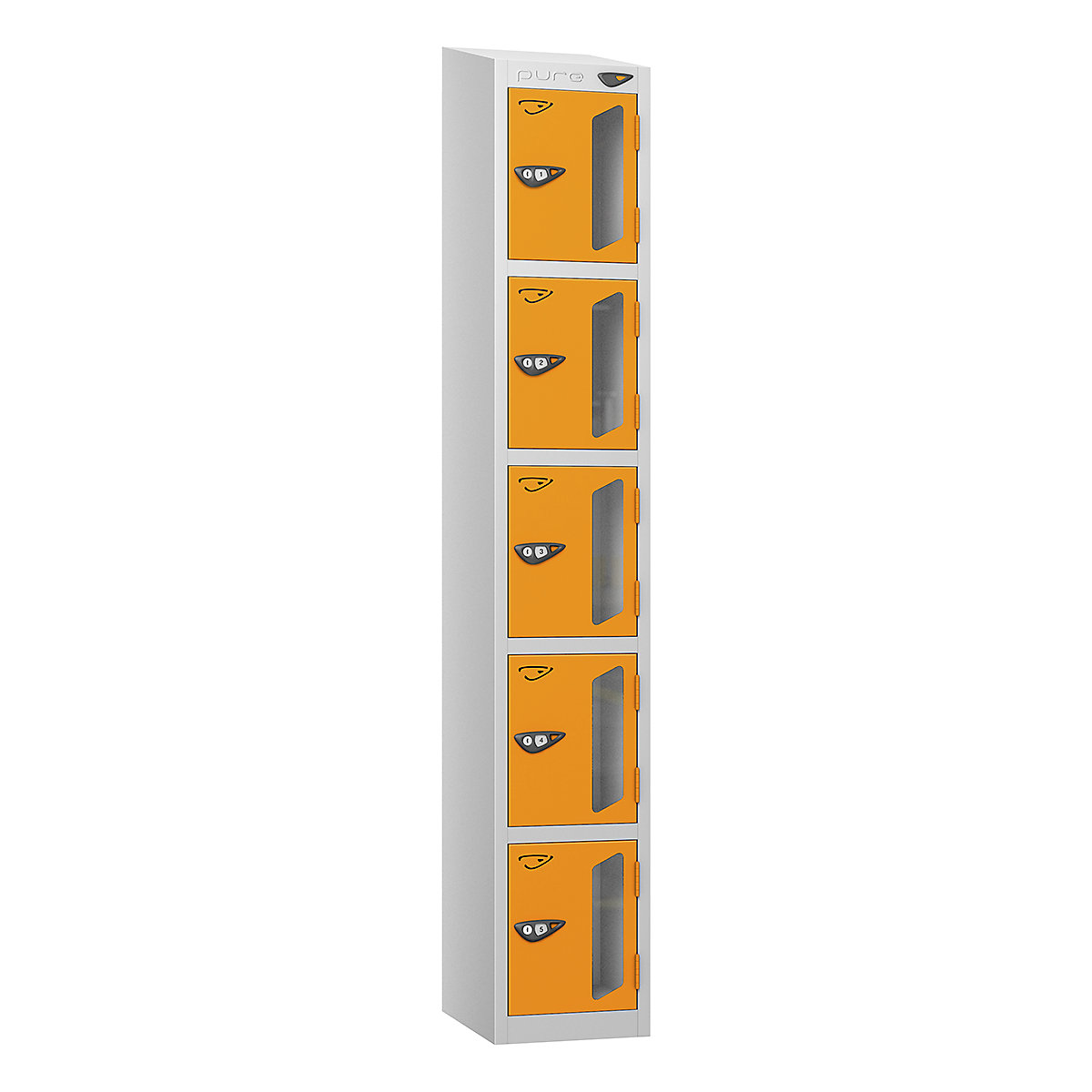 Control Panel Locker Pure Style Sloping Top Vision Panel Locker | Pearl Silver Bioshell | BiGDUG