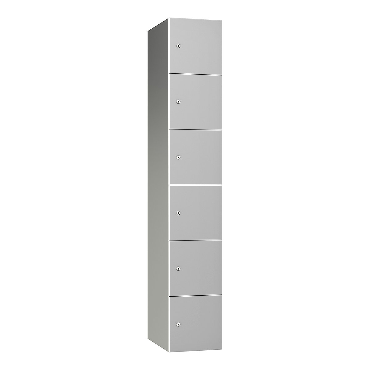 Pure Aluminium Sloping Top Leisure Lockers | Wet Area | SGL Laminate Doors, Pure Aluminium Sloping Top Leisure Lockers | Wet Area | SGL Laminate Doors, Pure Aluminium Leisure Sloping Top Locker | 1950/1800h x 300w x 462d mm | 6 Door | Aluminium Carcass | Dust Grey | Mechanical Combination-5