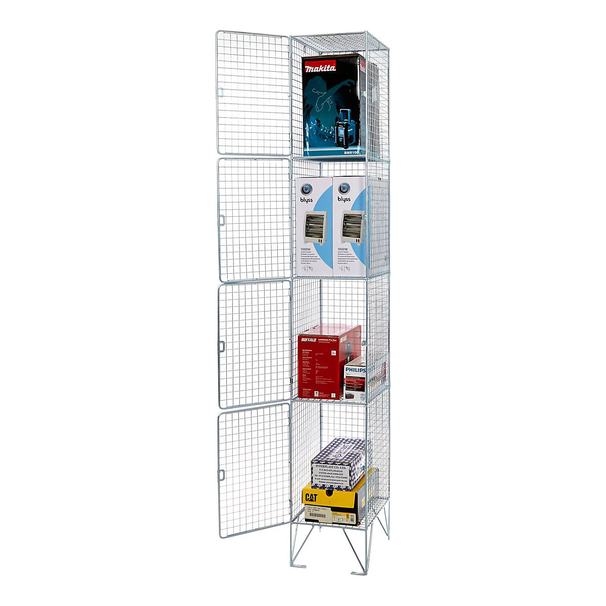Zinc Wire Mesh Four Door Lockers