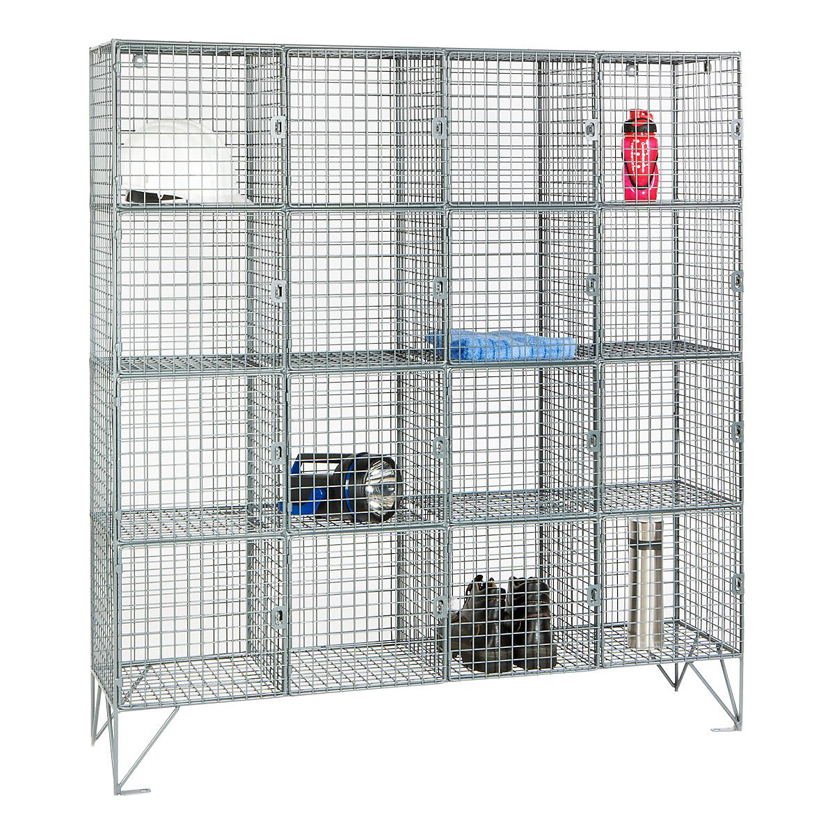 Zinc Wire Mesh Sixteen Compartment Lockers