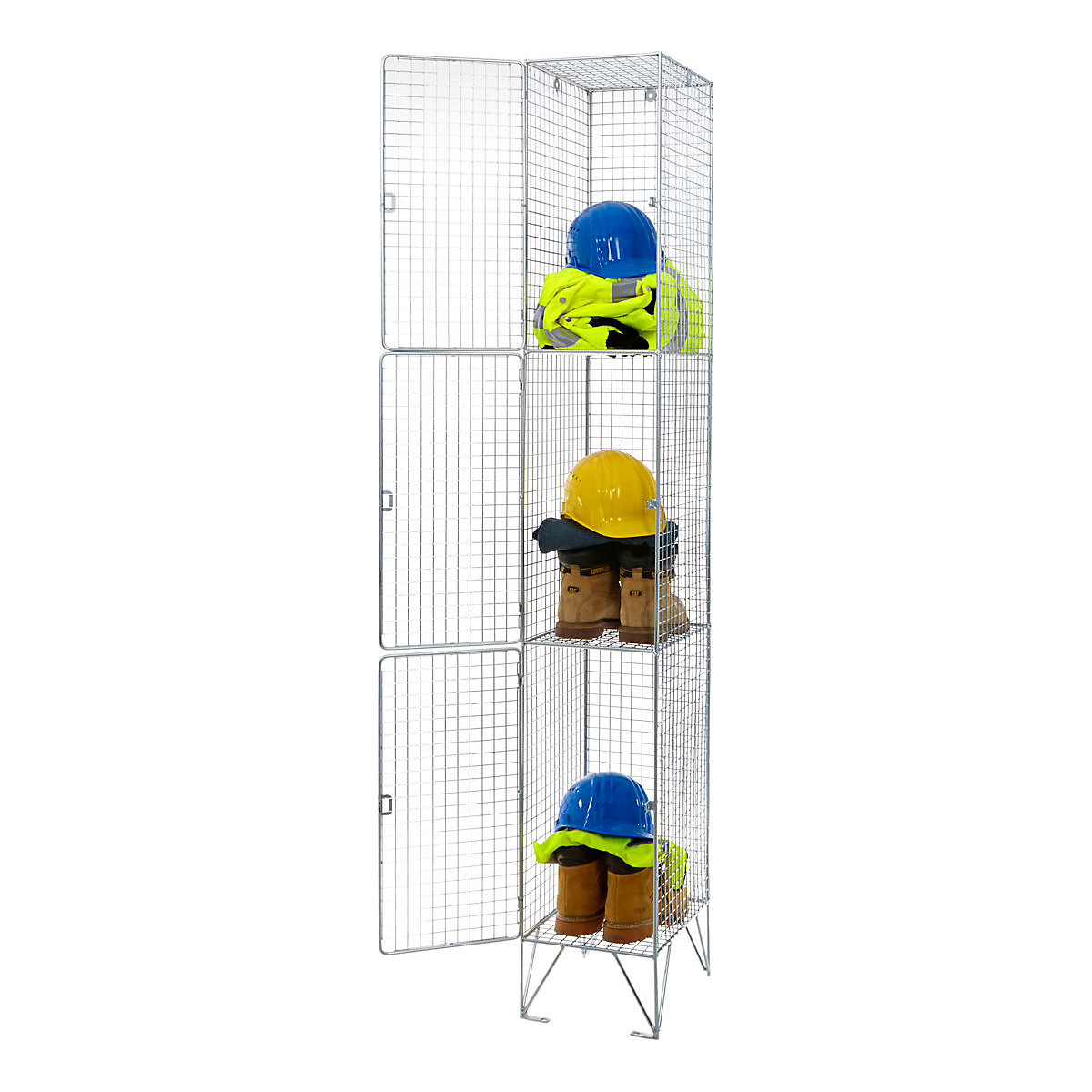 Zinc Wire Mesh Three Door Lockers