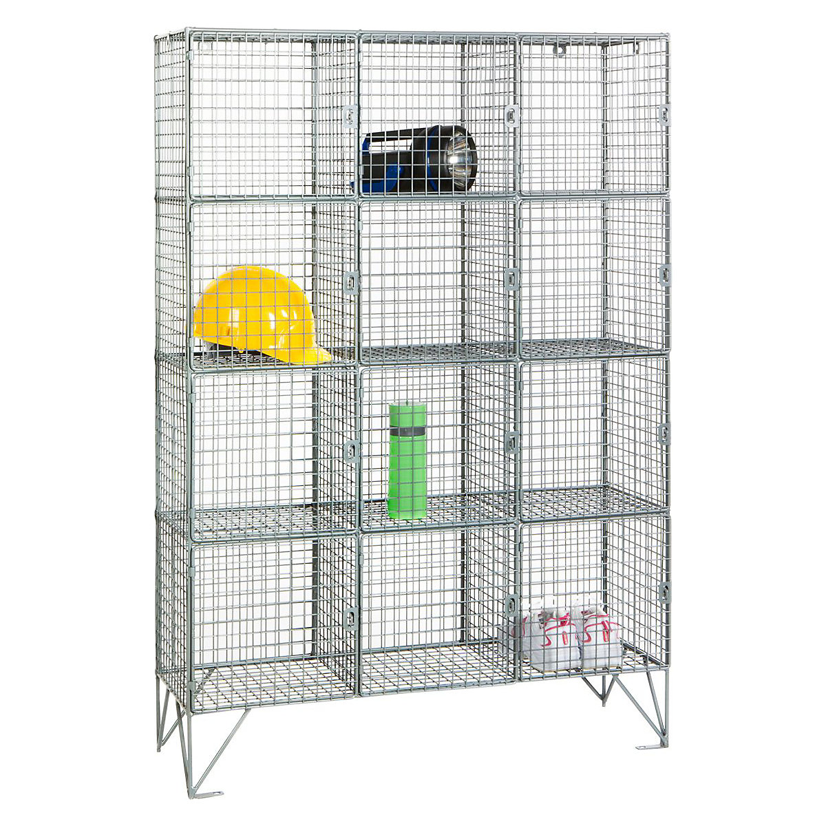 Zinc Wire Mesh Twelve Compartment Lockers