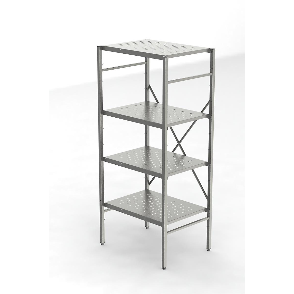 Regał wtykowy ze stali szlachetnej, 4 perforowane półki (Zdjęcie produktu 3)-2