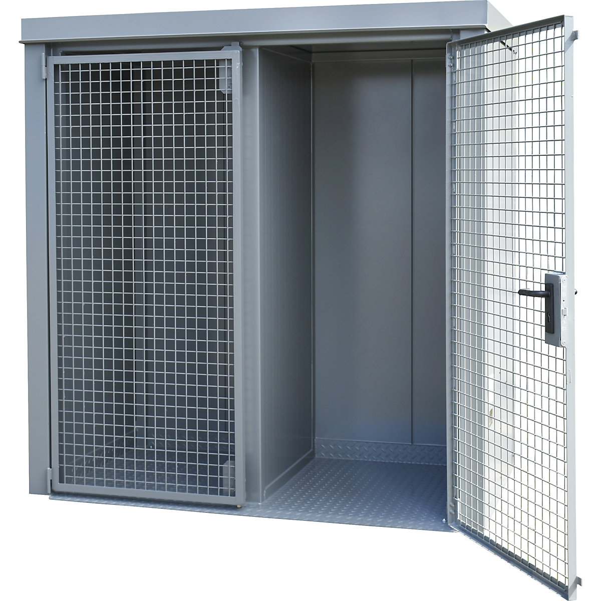 Container per bombole di gas con parete divisoria, antincendio – eurokraft pro, per 28 bombole con Ø 230 mm, grigio-6