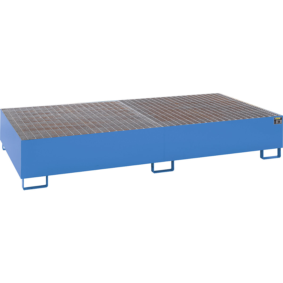 Vasca di raccolta in acciaio per serbatoi IBC / KTC – eurokraft pro, lungh. x largh. x alt. 2650 x 1300 x 435 mm, capacità 1000 l, con verniciatura, blu RAL 5012-3