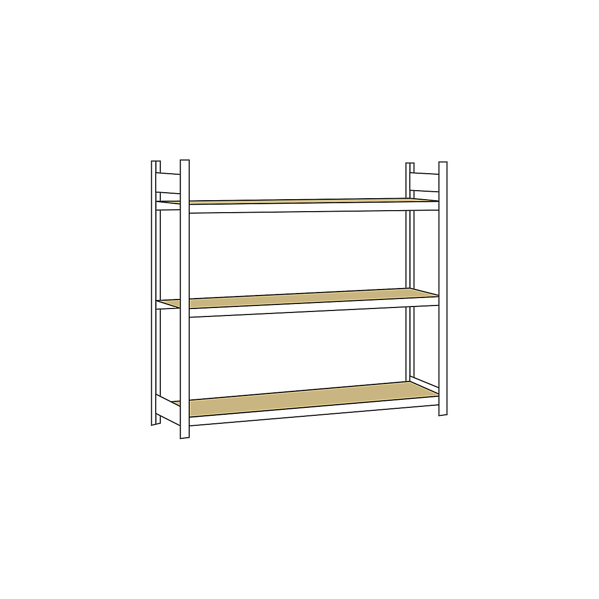 Scaffale a ripiani lunghi con piano in truciolato, altezza 2000 mm – SCHULTE