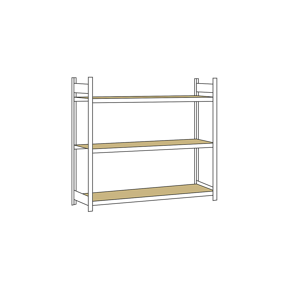 Scaffale a ripiani lunghi con piano in truciolato, altezza 2000 mm – SCHULTE