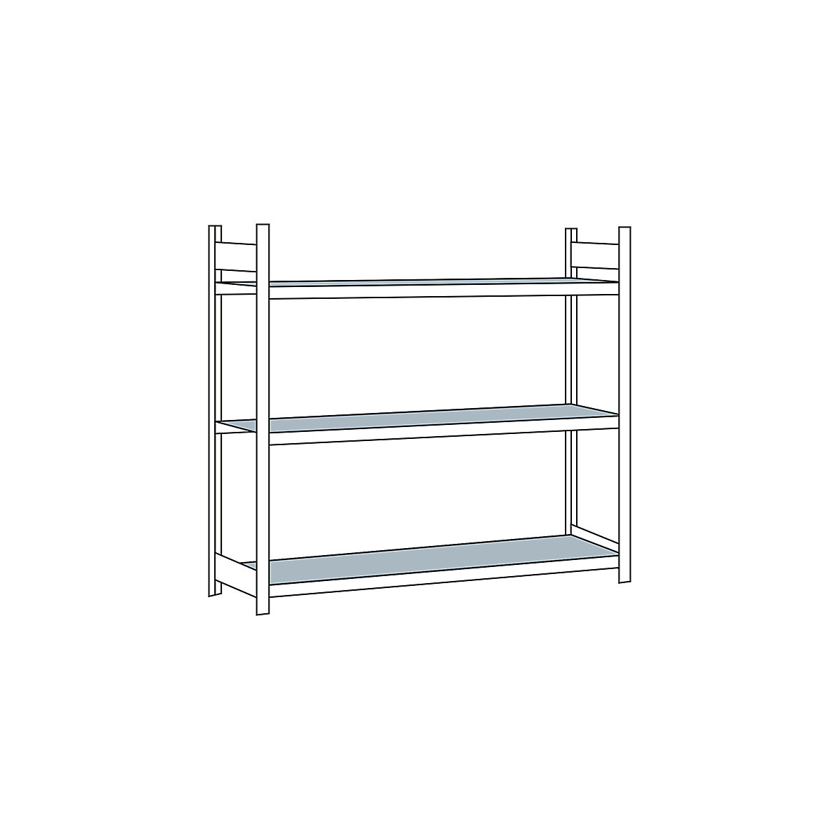 Scaffale a ripiani lunghi con piano in truciolato, altezza 2000 mm – SCHULTE
