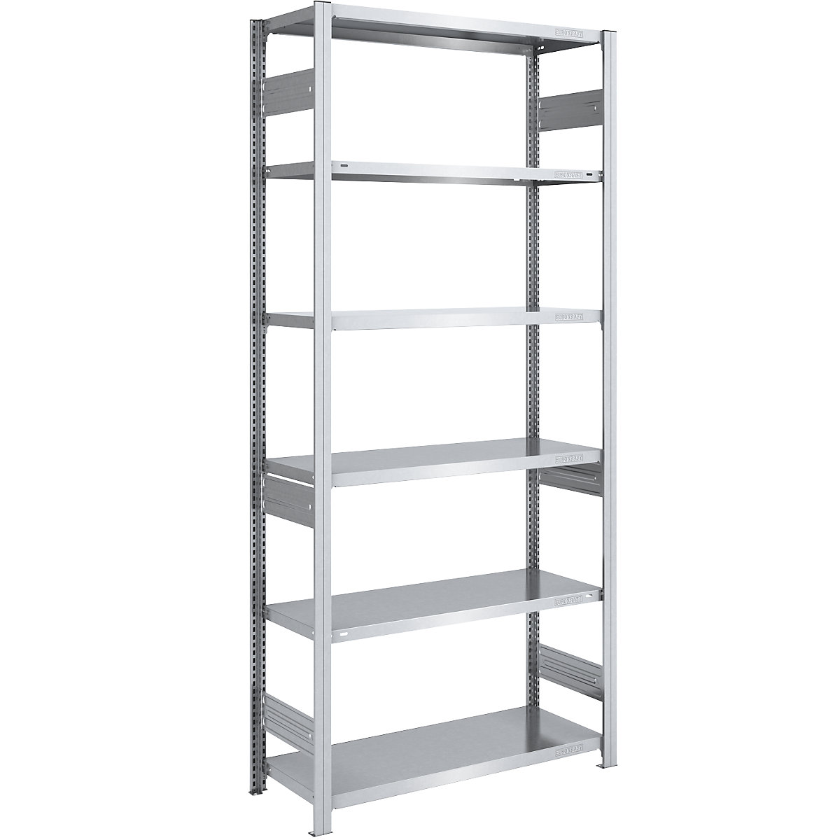 Scaffale a innesto per carichi pesanti – eurokraft pro, a doppio lato, alt. x largh. x prof. 2500 x 1000 x 500 mm, zincato, scaffale base-74