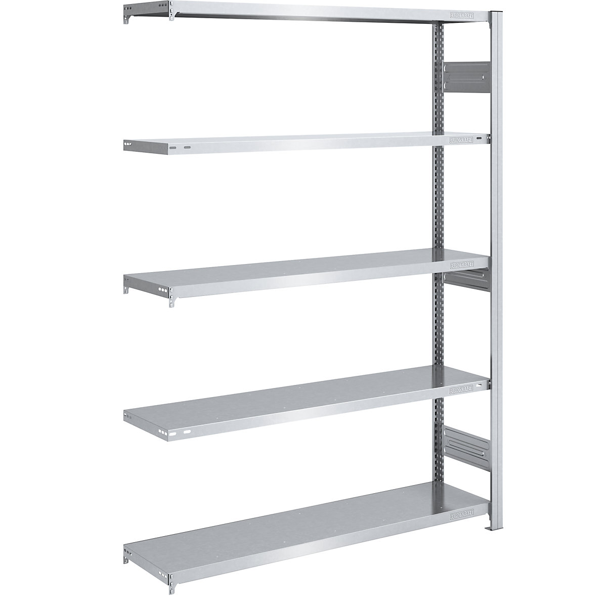 Scaffale a innesto per carichi pesanti, zincato, due lati utili – eurokraft pro, altezza scaffali 2000 mm, 5 ripiani, scaffale aggiuntivo, largh. x prof. 1300 x 400 mm-45