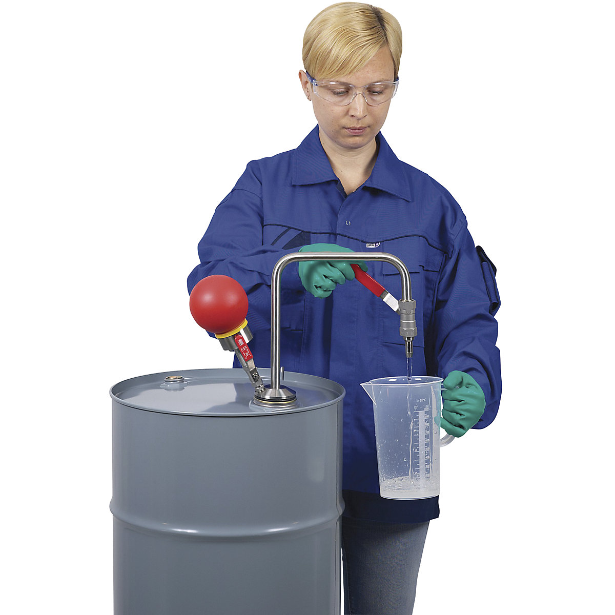 Pompă din inox pentru solvenți, acționată cu mâna (Imagine produs 2)