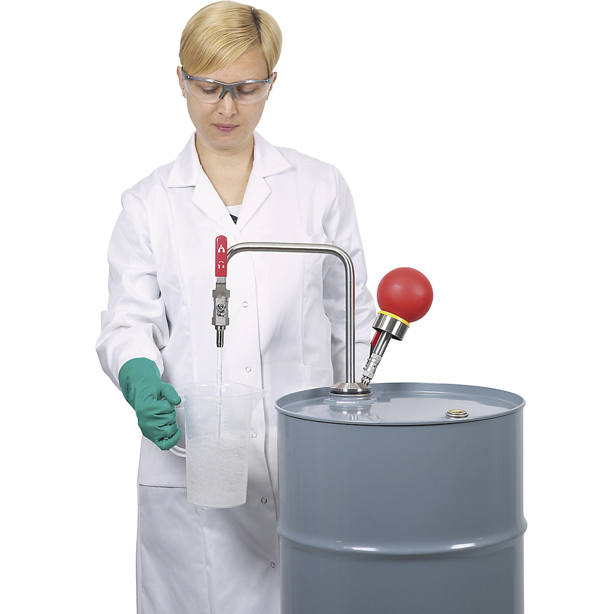 Pompă din inox pentru solvenți, acționată cu mâna (Imagine produs 9)