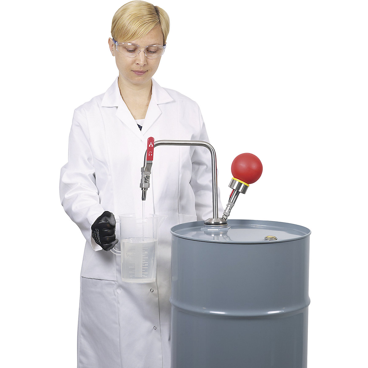 Pompă din inox pentru solvenți, acționată cu mâna (Imagine produs 8)