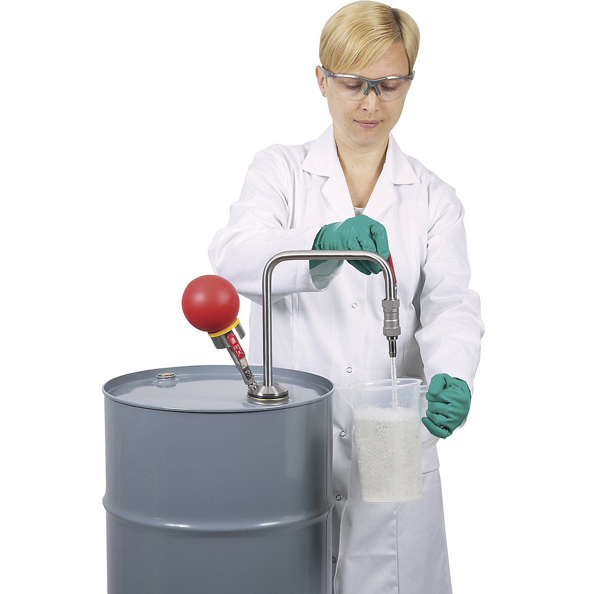 Pompă din inox pentru solvenți, acționată cu mâna (Imagine produs 3)