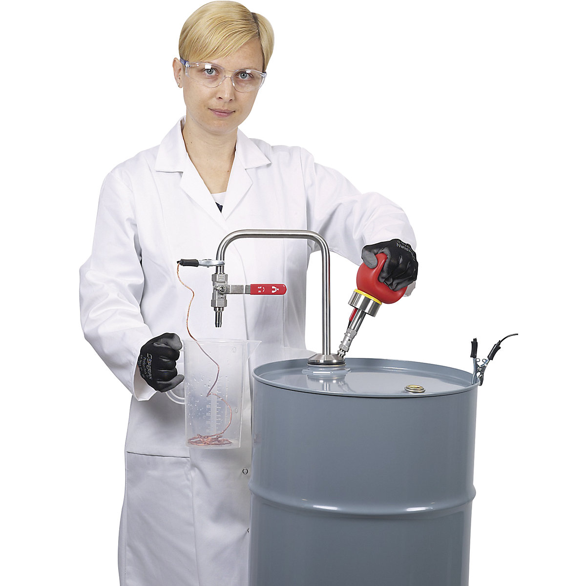 Pompă din inox pentru solvenți, acționată cu mâna (Imagine produs 13)