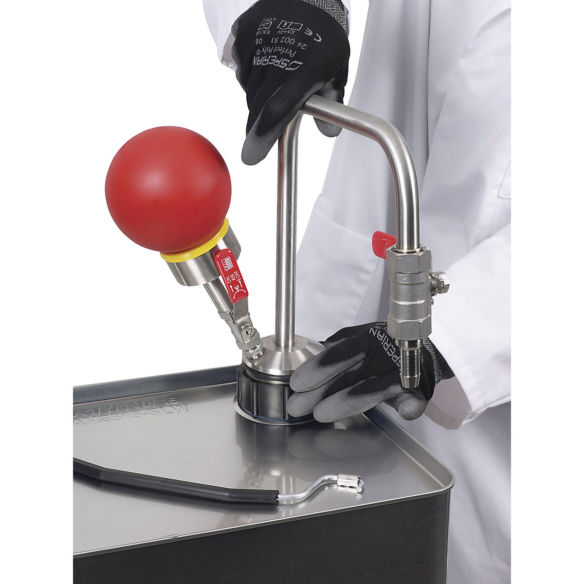Pompă din inox pentru solvenți, acționată cu mâna (Imagine produs 15)