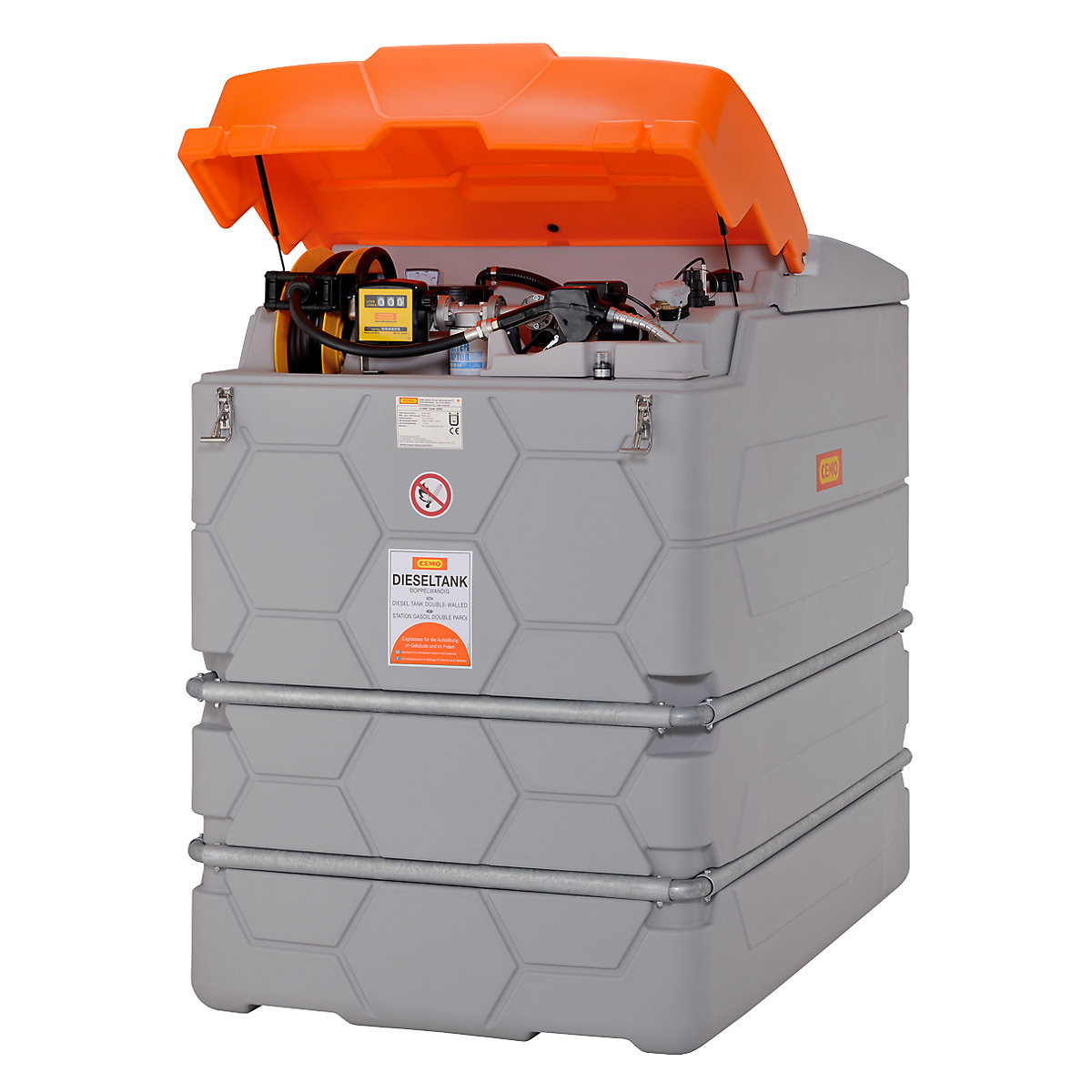 Réservoir de gasoil CUBE – CEMO, Outdoor Premium, capacité 2500 l, avec pompe électrique 72 l/min-10