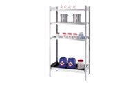 Rayonnage pour bidons contenant des produits dangereux avec tablettes de rétention