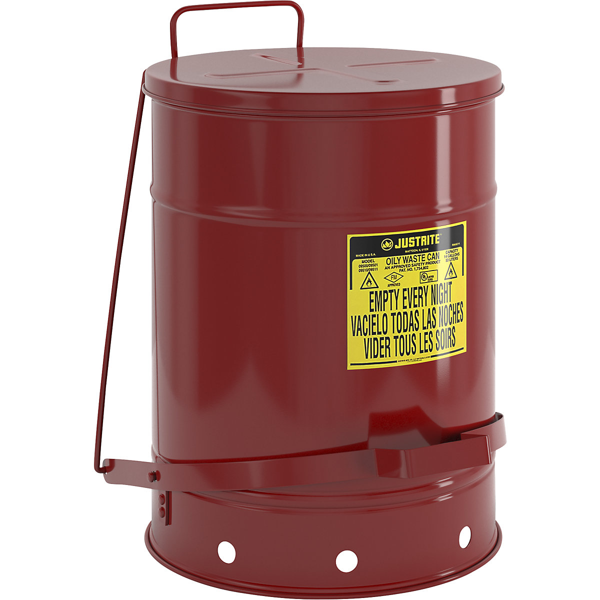 Recipiente de proteção contra incêndios, chapa de aço – Justrite