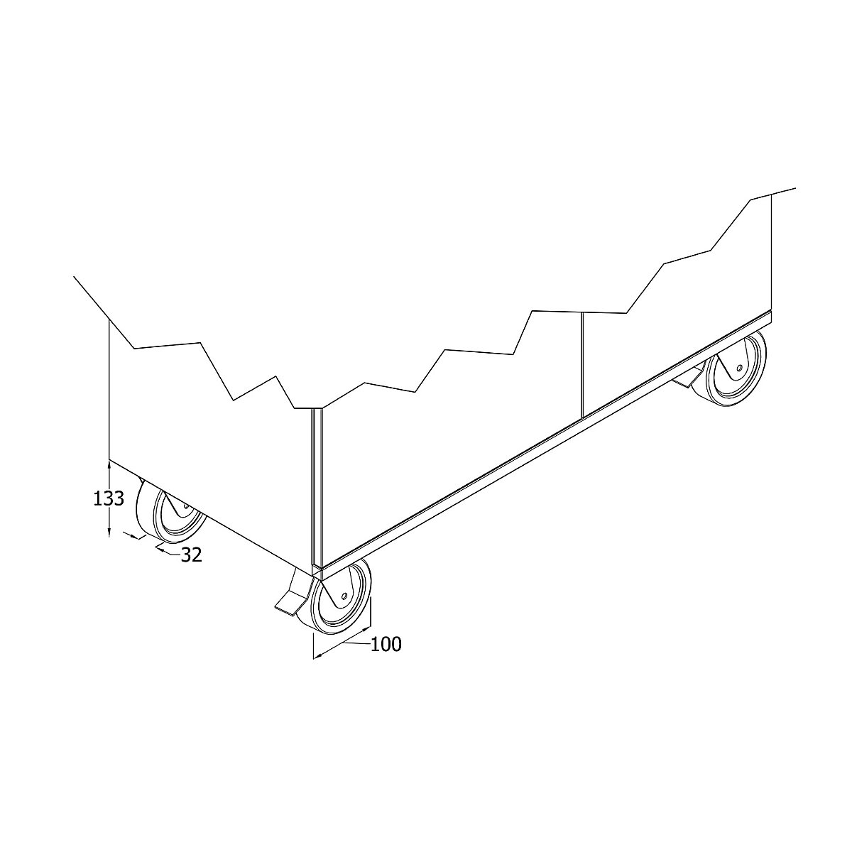 Train de roulement pour poste informatique – eurokraft pro (Illustration du produit 2)-1