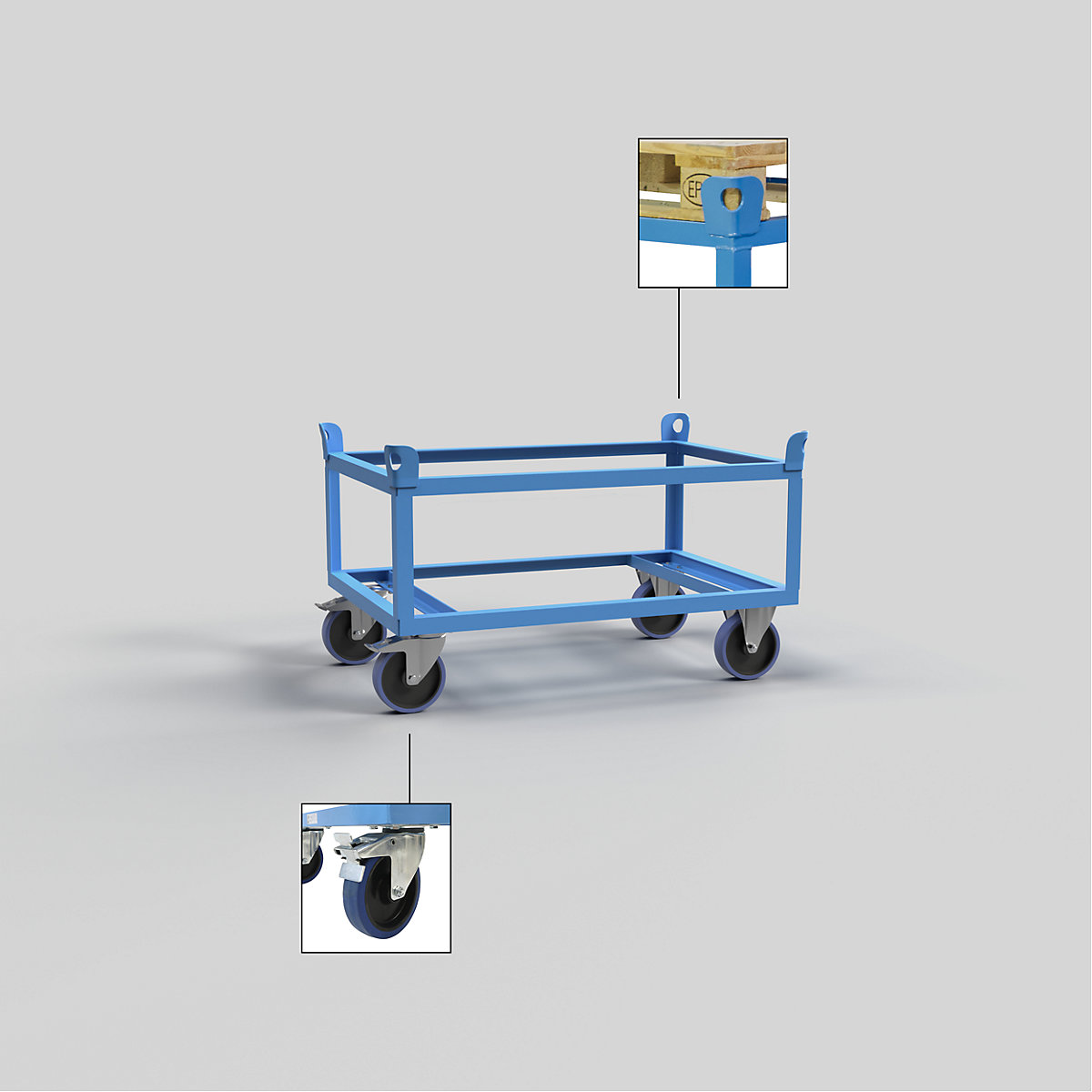 Plateau roulant en acier – eurokraft pro (Illustration du produit 13)-12