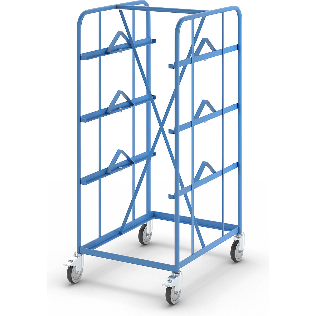 Chariot De Magasin En Acier Eurokraft Pro – 810x610 Mm, Charge 200 Kg – Pour Bacs Gerbables, Livré Monté