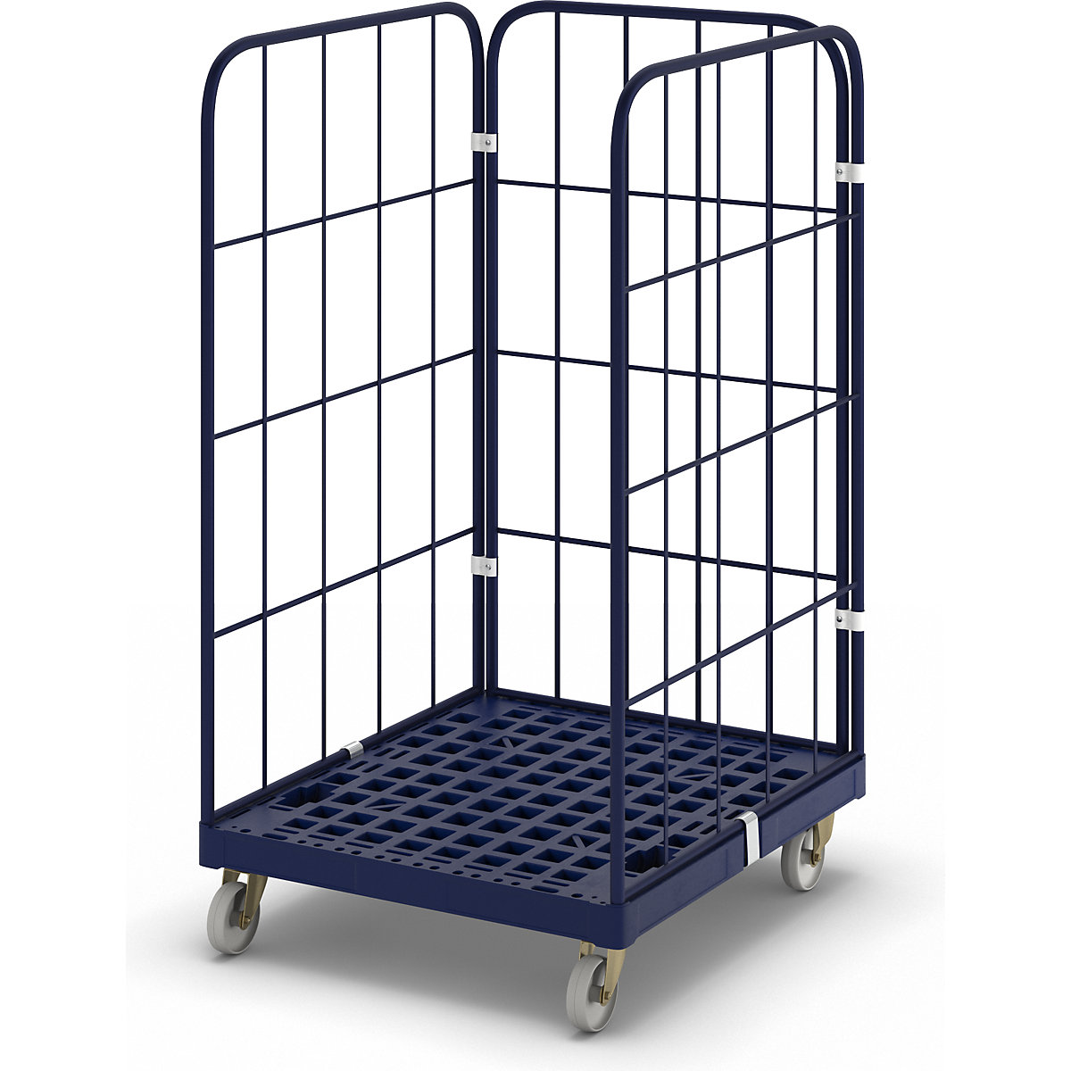 Roll-conteneur avec socle roulant en plastique