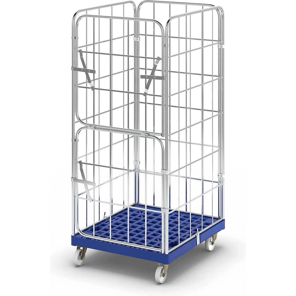 Roll-conteneur avec socle roulant en plastique