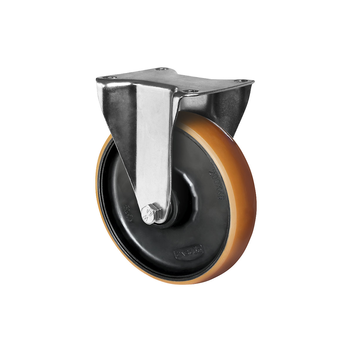 Roulette polyuréthane marron sur jante polyamide