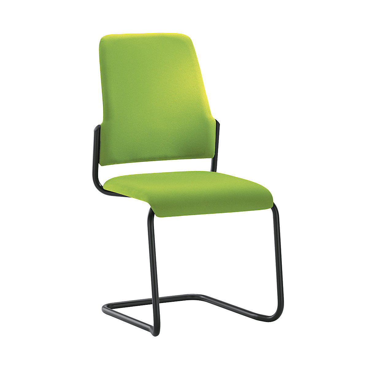 Krzesło dla gości GOAL, Freischwinger, opak. 2 szt. – interstuhl, szkielet czarny, żółto-zielony-7