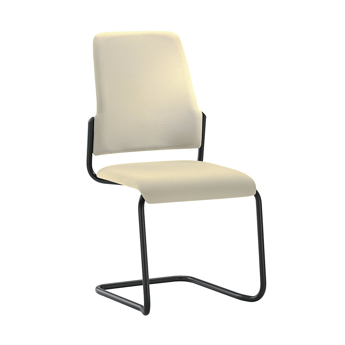 Krzesło dla gości GOAL, Freischwinger, opak. 2 szt. – interstuhl, szkielet czarny, beżowy-5