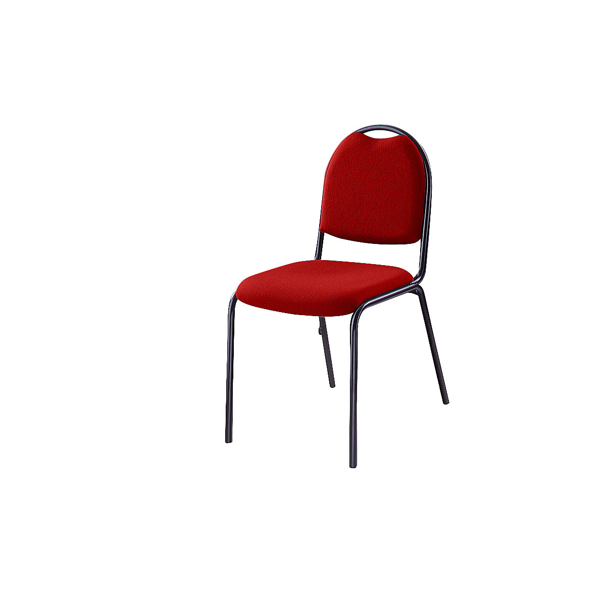 Krzesło do pomieszczeń konferencyjnych – eurokraft pro, szkielet czarny, obicie czerwone-4