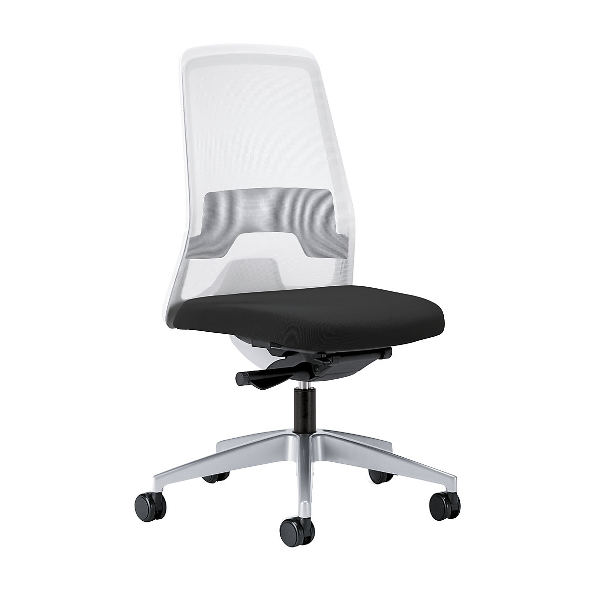 Krzesło obrotowe dla operatora EVERY, oparcie siatkowe, białe - interstuhl