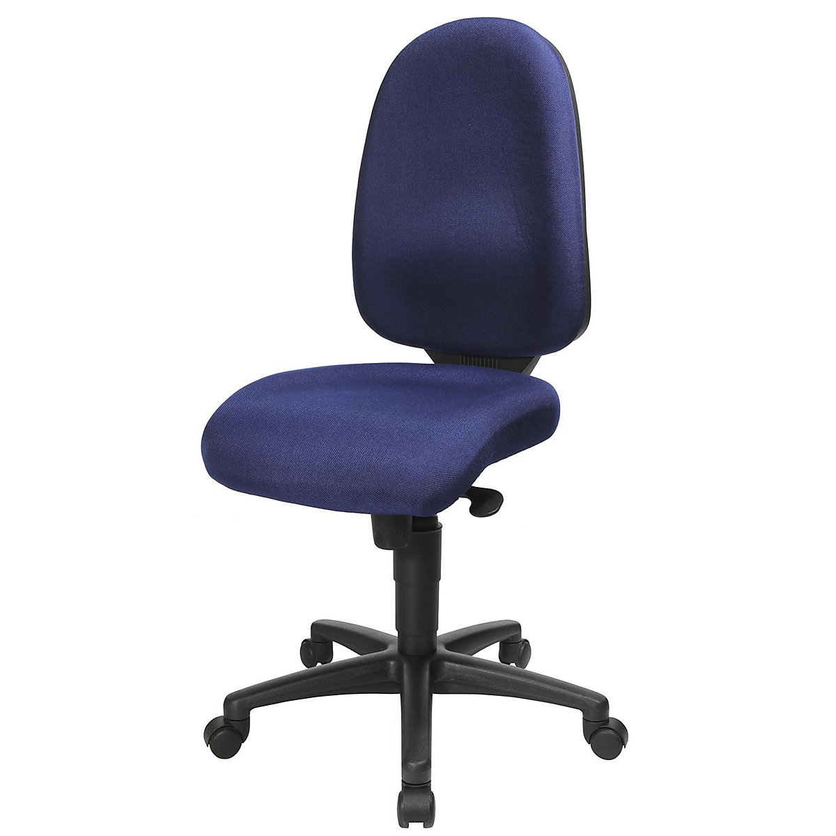 Krzesło obrotowe z podporą lędźwi, mechanizm synchroniczny, siedzisko z podporą lędźwi – Topstar, wys. oparcia 550 mm, obicie błękit królewski-15